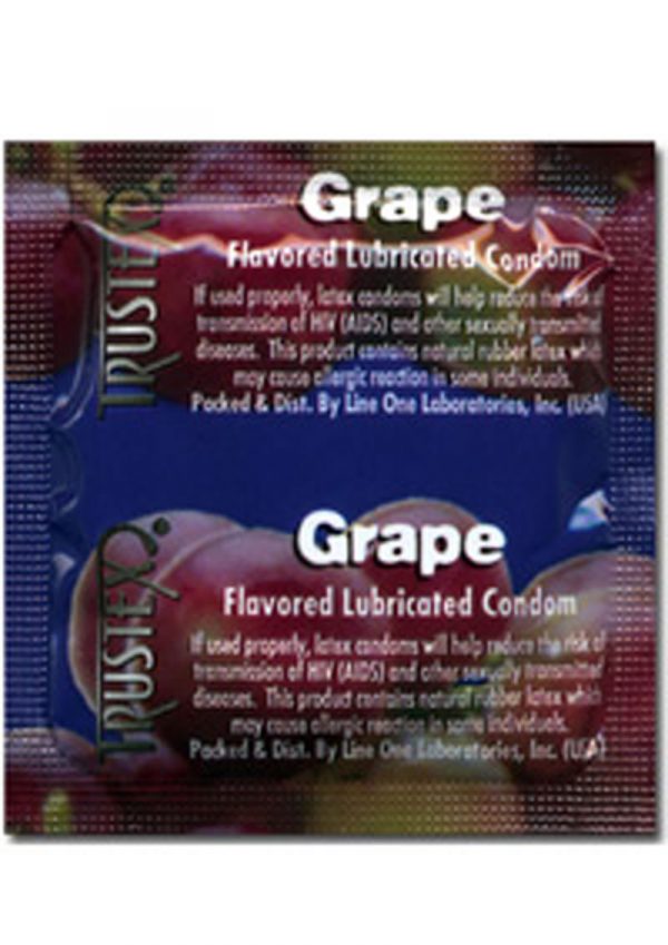 Trustex Grape Lubricated Reservoir Tip Flavored Latex Condom 3 Each Per Box