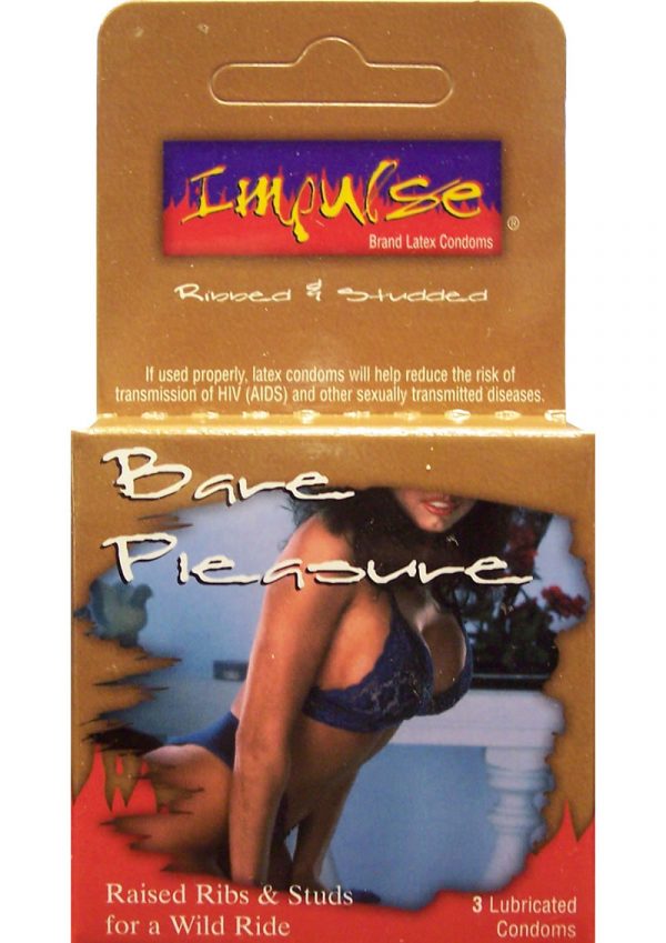 Impulse Condom Bare Pleasure Raised and Ribbed Lubricated 3 Pack