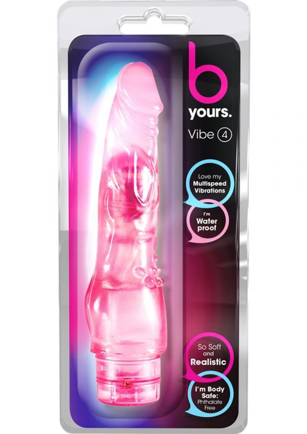 B Yours Vibe 04 Realistic Jelly Vibrator Waterproof Pink 8 Inch