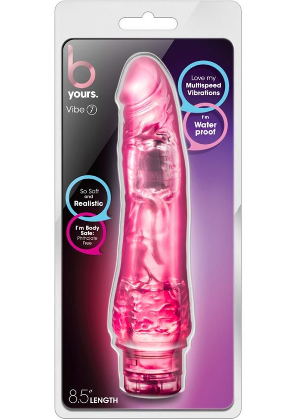 B Yours Vibe 07 Realistic Jelly Vibrator Waterproof Pink 8.5 Inch