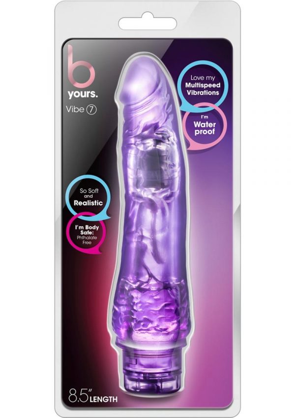 B Yours Vibe 07 Realistic Jelly Vibrator Waterproof Purple 8.5 Inch