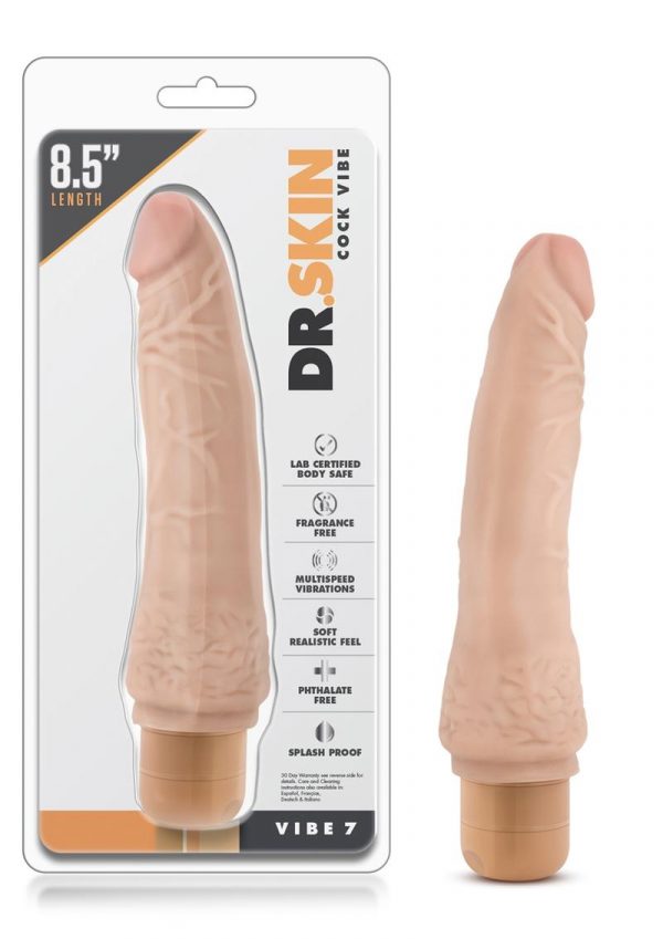 Dr. Skin Cock Vibe 07 Realistic Vibrator Showerproof Beige 8.5 Inch