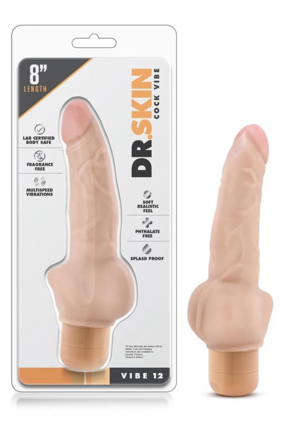 Dr. Skin Cock Vibe 12 Realistic Vibrator Showerproof Beige 8 Inch