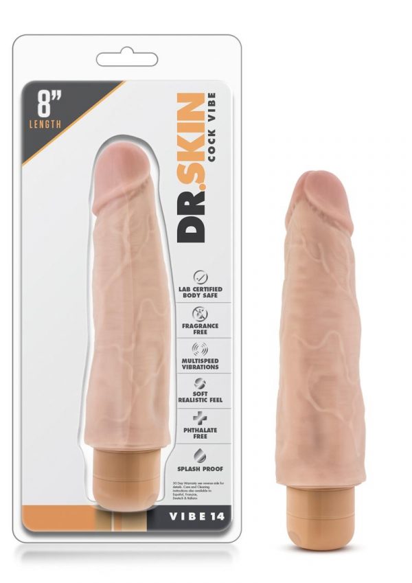 Dr. Skin Cock Vibe 14 Realistic Vibrator Splashproof Beige 8 Inch