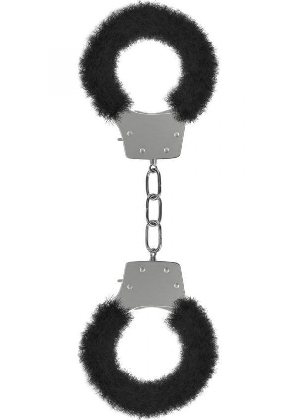 Ouch! Pleasure Furry Handcuffs Black And Silver