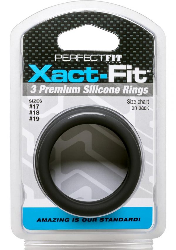 Perfect Fit Xact-Fit Silicone Ring Kit MD - LG 3 Pack - Black