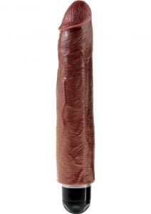 King Cock Vibrating Stiffy Realistic Dildo Waterproof Brown 10 Inch