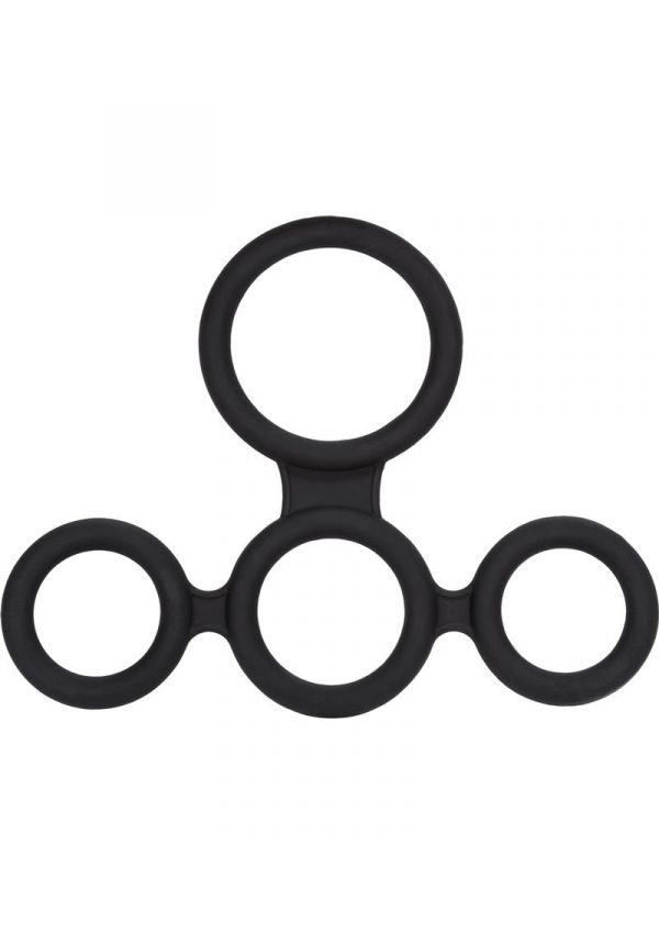 Big Man`s Spreader Silicone Erection And Scrotum Enhancer Cock Ring Black