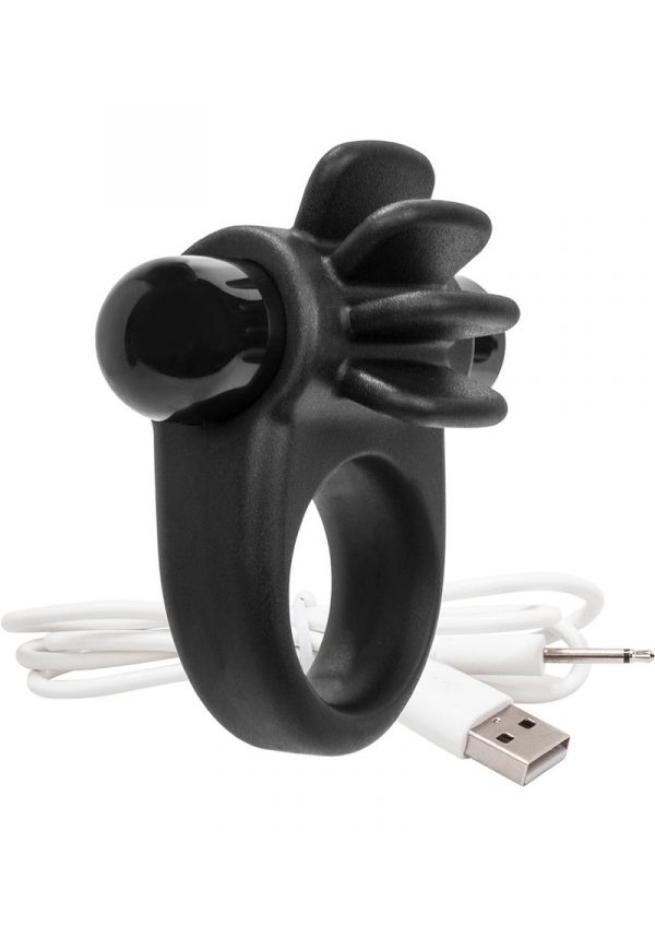 Charged Skooch Rechargeable Vibe Silicone Cock Ring Waterproof Black