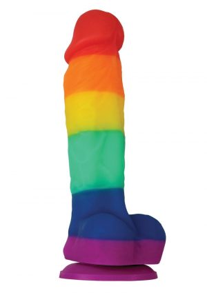Colours Pride Edition 5in Rainbow Silicone Dildo With Balls Realistic Non-Vibrating Suction Cup Base