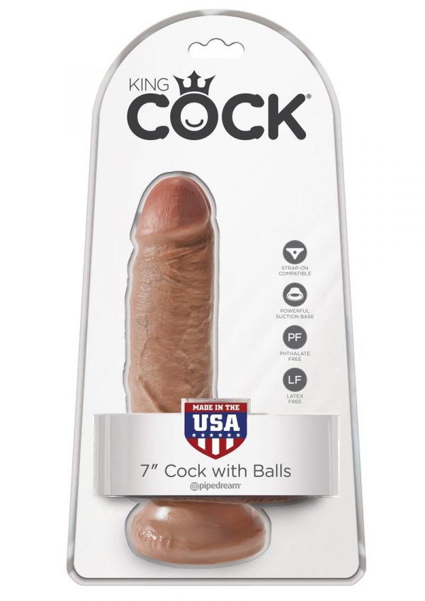 King Cock Realistic Dildo With Balls Tan 7 Inch