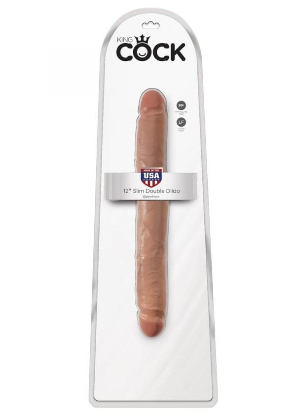 King Cock Slim Double Dildo Tan 12 Inch