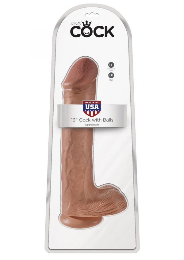 King Cock Realistic Dildo With Balls Tan 13 Inch