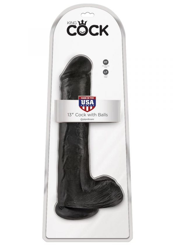 King Cock Realistic Dildo With Balls Black 13 Inch