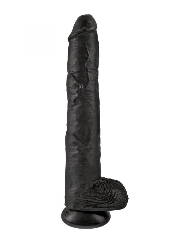 King Cock Realistic Dildo With Balls Black 14 inch