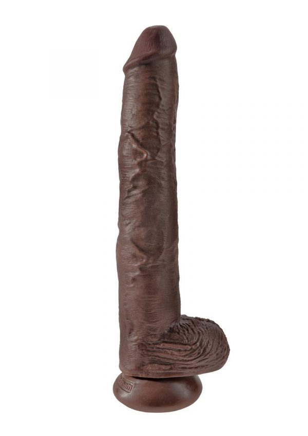 King Cock Realistic Dildo With Balls Brown 14 Inch