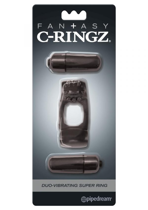 Fantasy C-Ringz Duo-Vibrating Super Ring With Clitoral Stimulation Waterproof Black