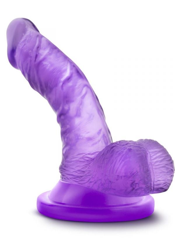 Naturally Yours Mini Cock Jelly Dildo With Balls Purple 4.75 Inch