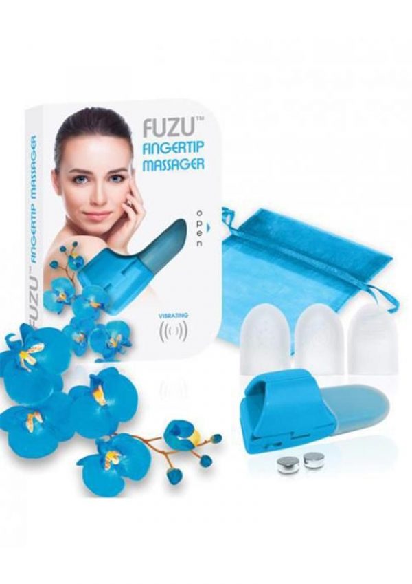 Fuzu Silicone Fingertip Massager With Textured Tips Blue