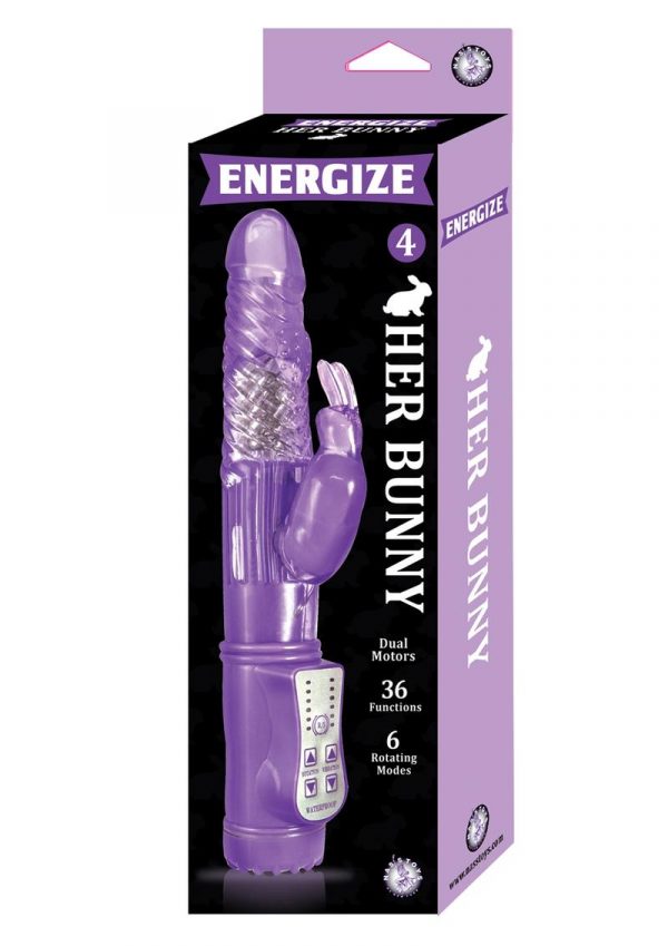 Energize Her Bunny 04 Dual Motor Rotating Rabbit Vibe Waterproof Purple 9 inch