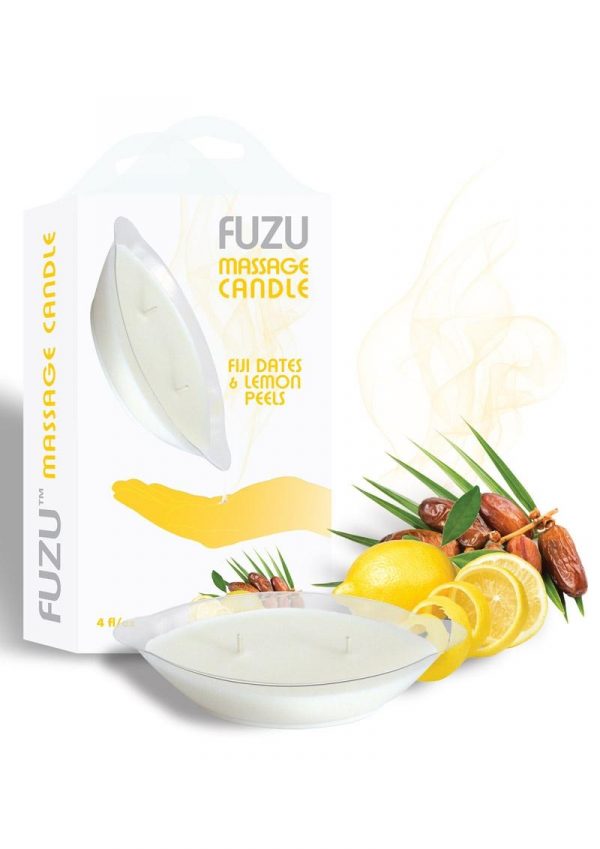Fuzu Massage Candle Fiji Dates and Lemon Peels Vegan Friendly 4 Ounce