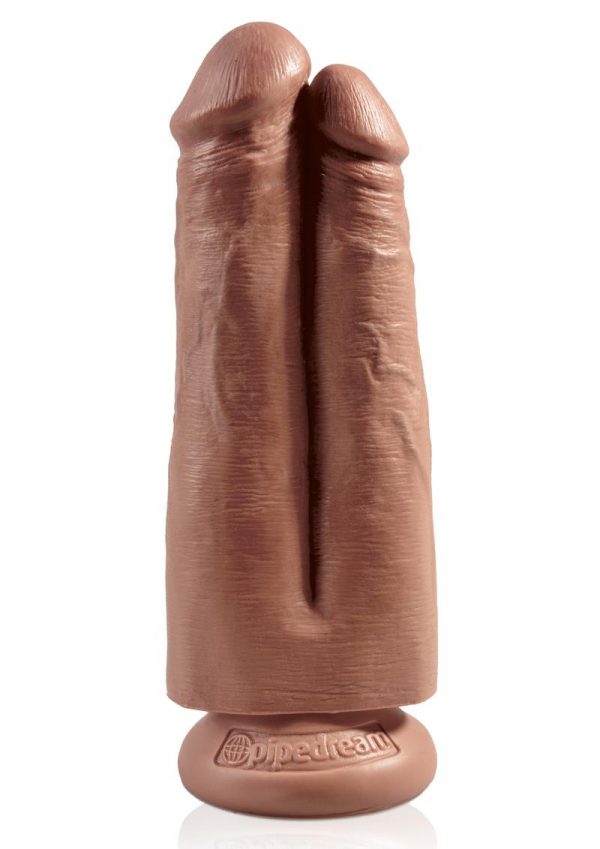 King Cock Two Cocks One Hole Realistic Dildo Tan 7 Inch