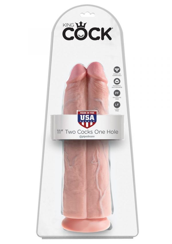 King Cock Two Cocks One Hole Realistic Dildo Flesh 11 Inch