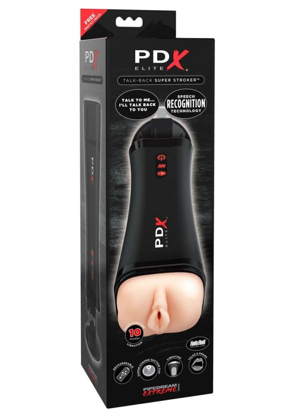 PDX Elite Talk-Back Super Stroker USB Rechargeable Interactive Masturbator Flesh