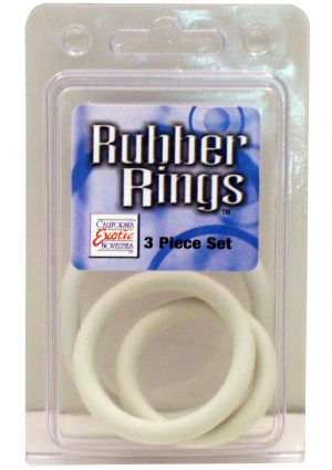 Rubber Cock Rings 3 Piece Set White
