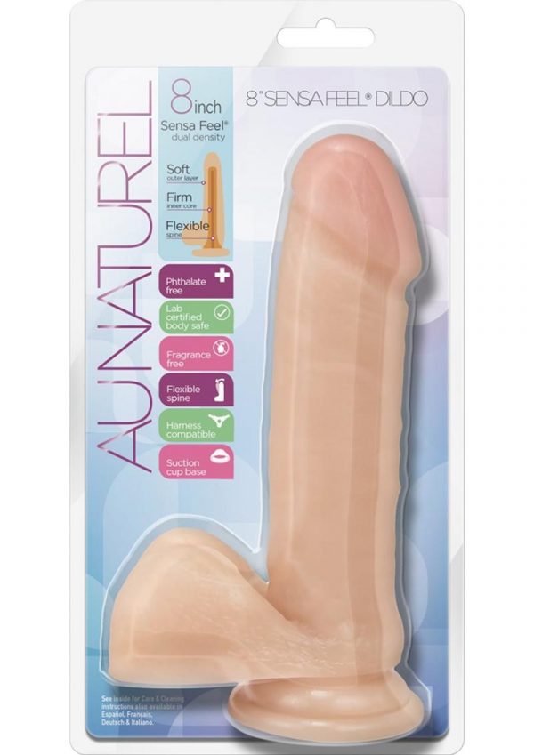 Au Naturel Sensa Feel Dildo 8 inch Non Vibrating W/Suction