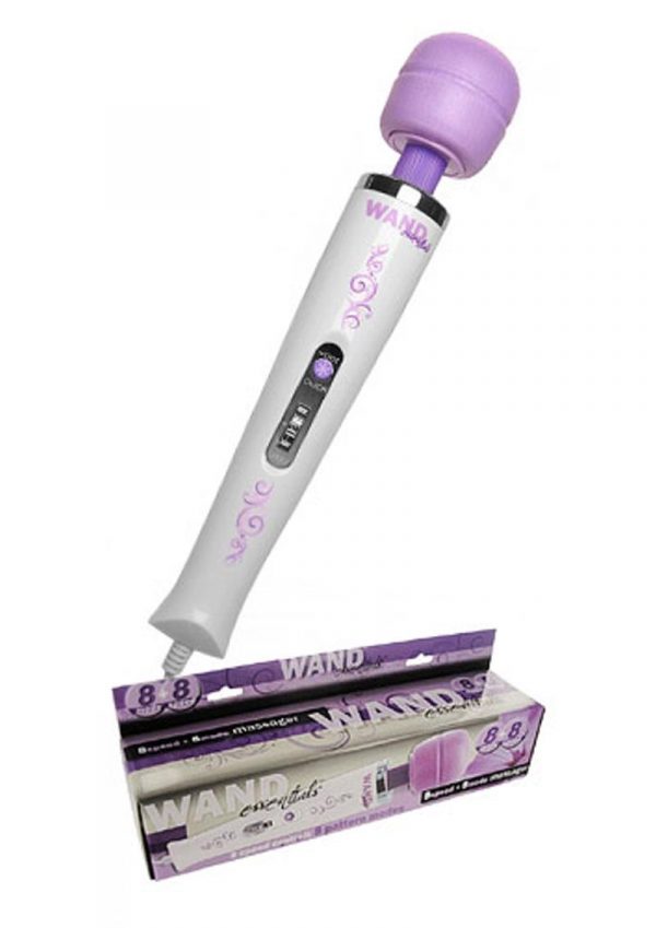Wand Essentials Flexi-Neck 8 Speed And 8 Mode Plug In Jack Wand Massager Purple And White 12.5 Inch