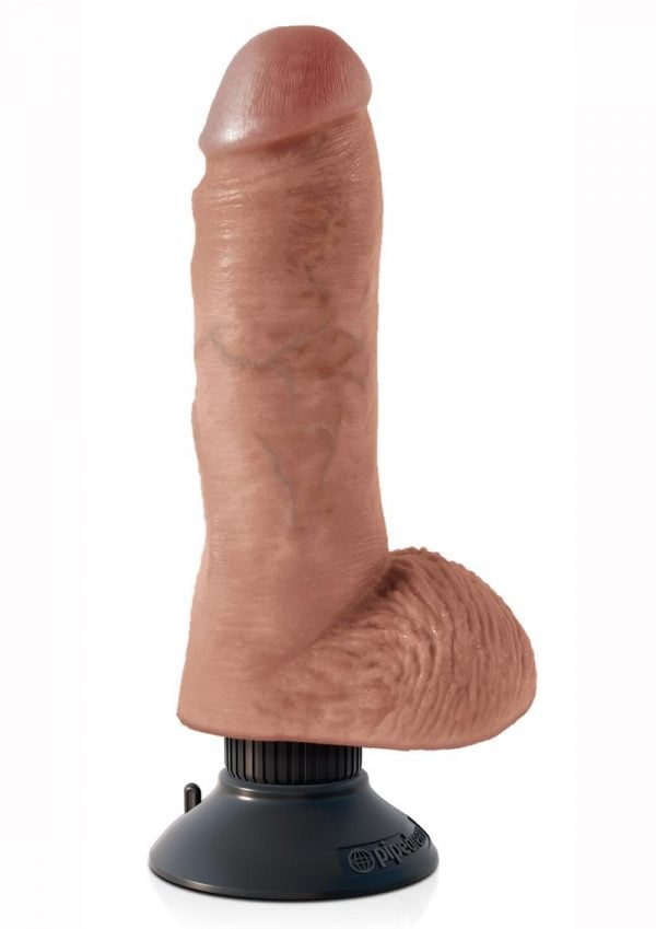 King Cock Vibrating Cock With Balls Waterproof Tan 8 Inches