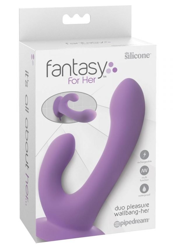 Fantasy For Her Duopleasure Wallbang Her Silicone Rechargeable Waterproof Purple