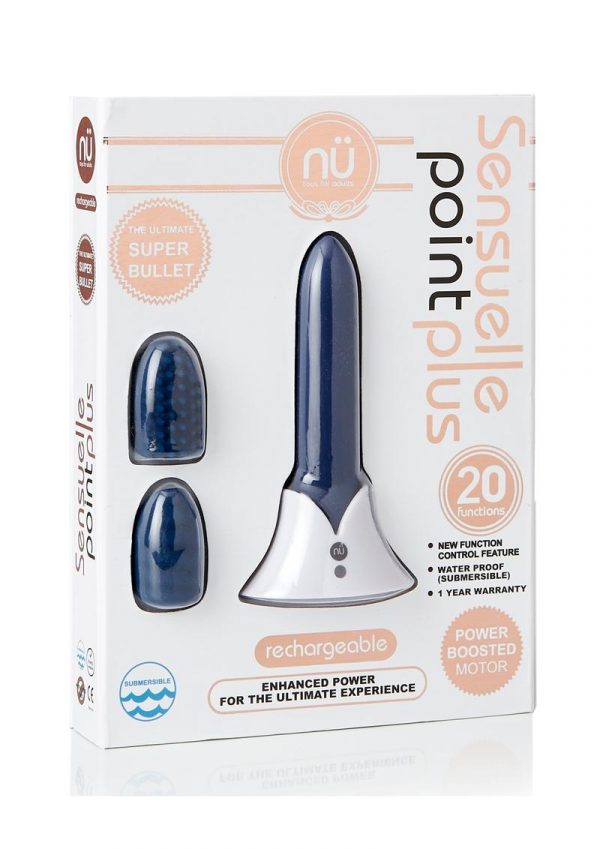 Point Plus 20 Function Bullet Silicone Rechargeable Waterproof Navy Blue