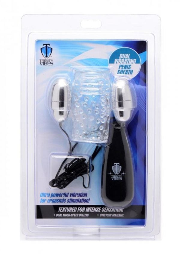 Trinity For Men Dual Vibrating Penis Sheath Clear