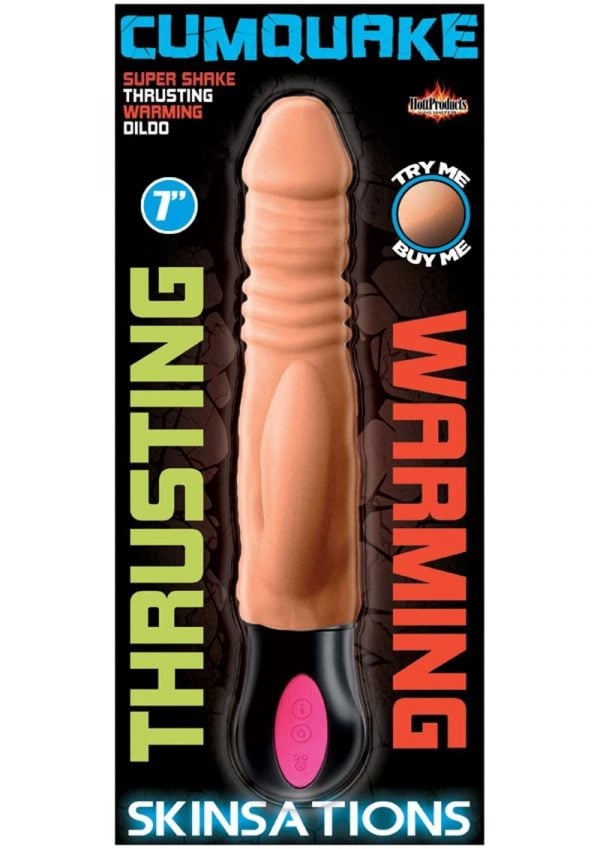 Skinsations CumQuake Super Shake Thrusting Warming Dildo Rechargeable Flesh 7 Inches