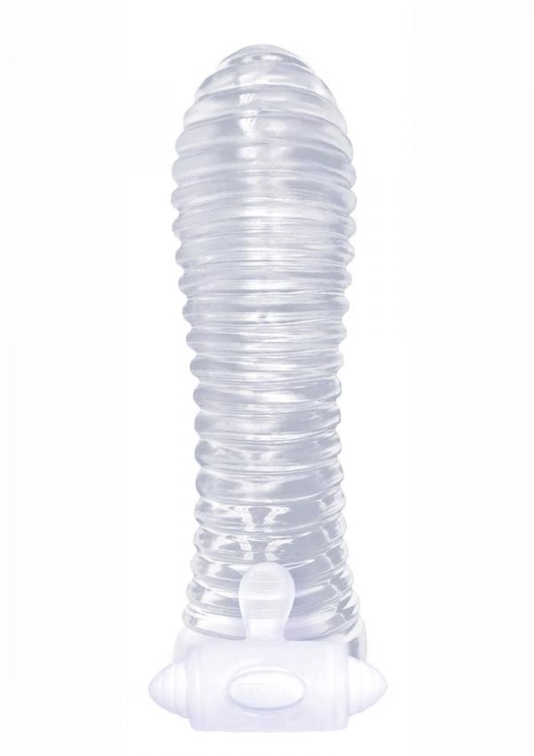 The 9`s Vibrating Sextenders Ribbed Clear 5.5 Inches