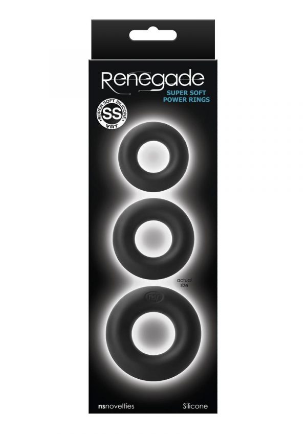 Renegade Super Soft Power Rings Set Black Silicone Non-Vibrating Cock Rings