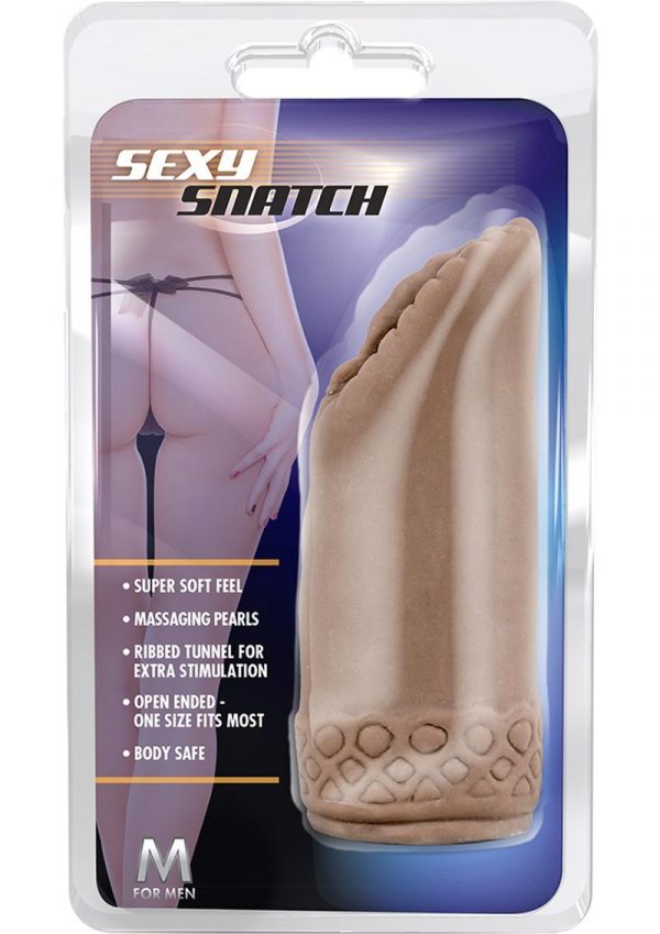 M For Men Sexy Snatch Pussy Beaded Stroker Brown 5.75 Inch