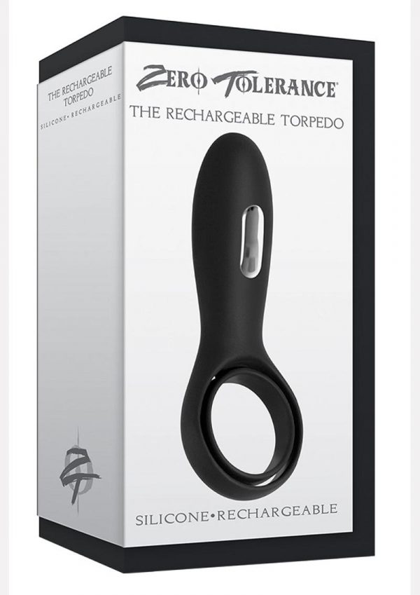 Zero Tolerance The Rechargeable Torpedo Silicone Cock Ring Waterproof Black 4.5 Inch