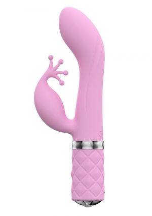 Pillow Talk Kinky Silicone Dual Massager USB Rechargeable With Swarovski Crystal Pink 8.6 Inch