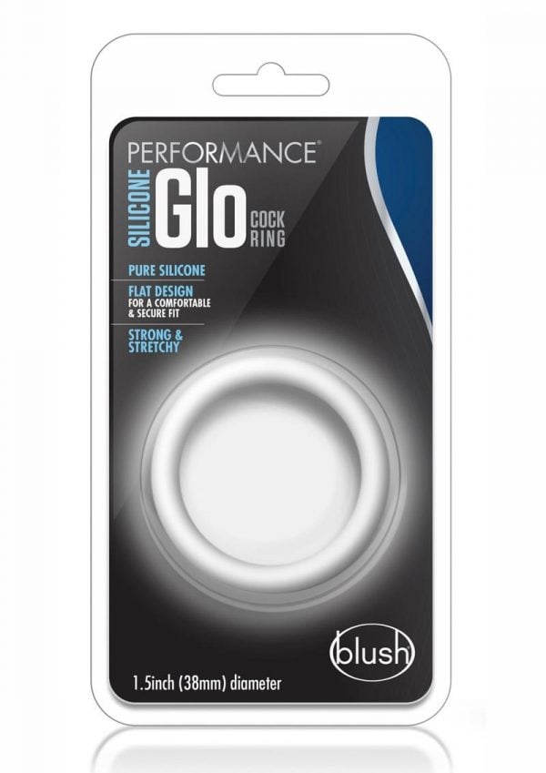 Performance Silicone Glo Cock Ring Glow In the Dark White 1.5 Inch Diameter