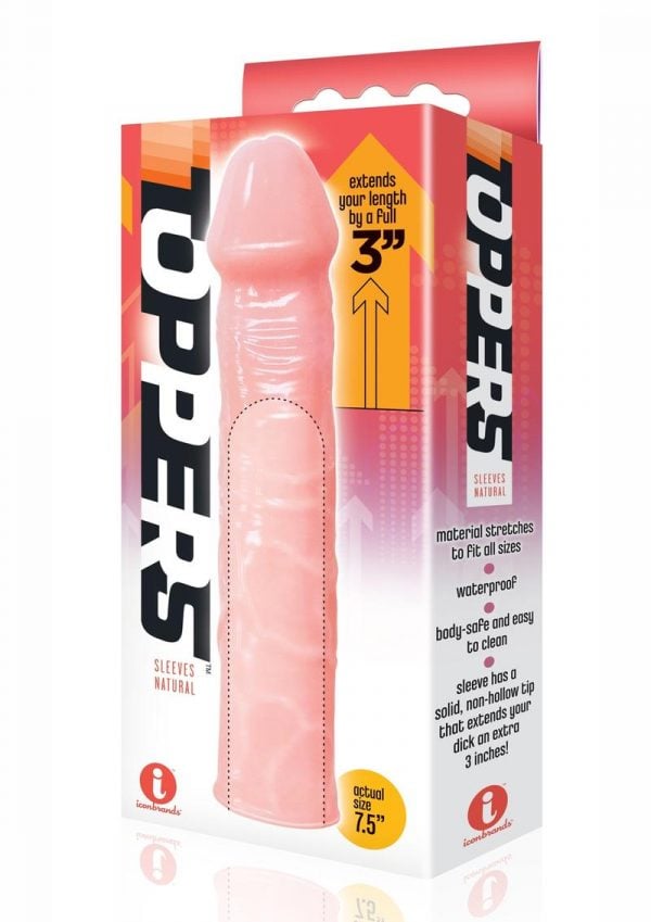 The 9`s Toppers Penis Extension Sleeve Waterproof Natural Adds 3 Inches