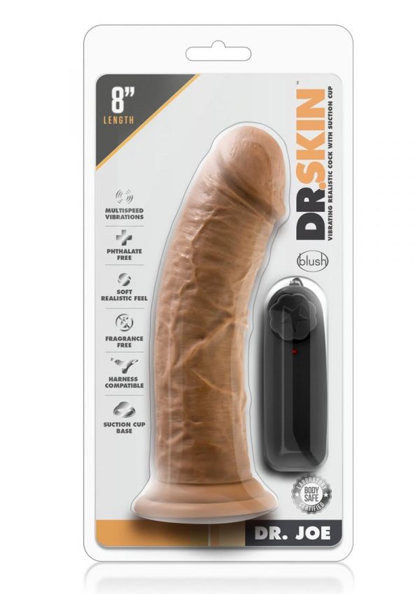 Dr Skin Dr Joe Dildo 8in Vibrating With Wired Remote - Caramel