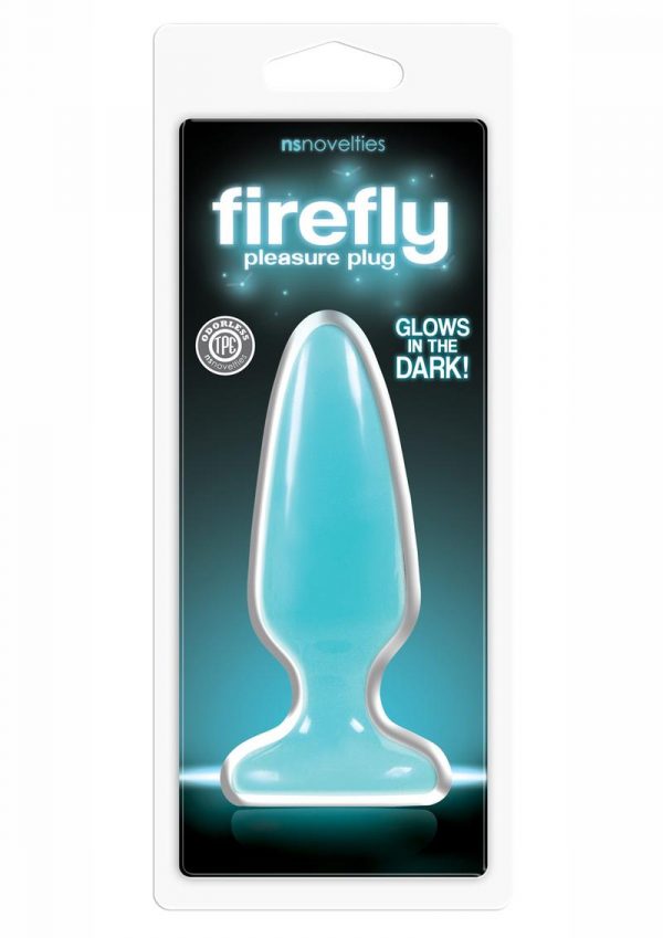 Firefly Pleasure Plug Medium 5in Glow In The Dark Blue Non-Vibrating Anal Plug