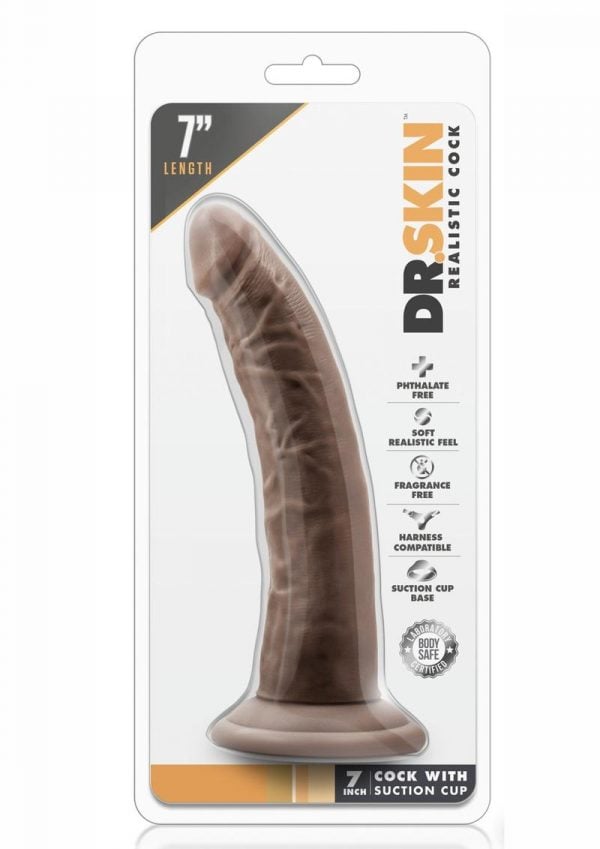 Dr. Skin Realistic Cock With Suction Cup Chocolate 7 Inch