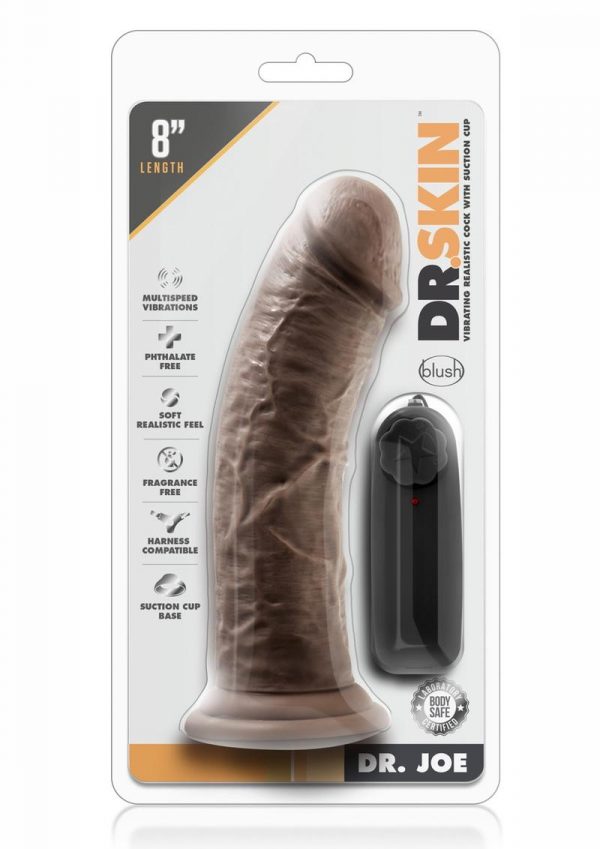 Dr Skin Dr Joe Dildo 8in Vibrating With Wired Remote - Chocolate
