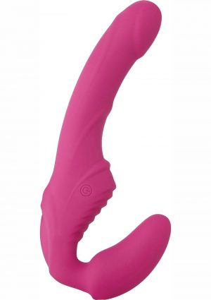 Adam and Eve Eve`s Vibrating Strapless Strap-On Silicone USB Rechargeable Waterproof Pink 8.75 Inches