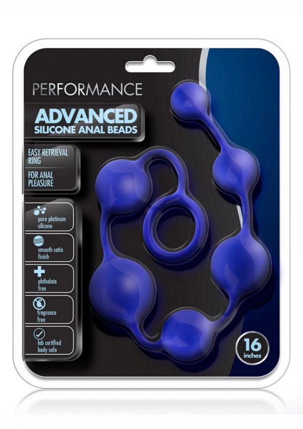 Performance Advanced Anal Beads 16in Silicone - Blue