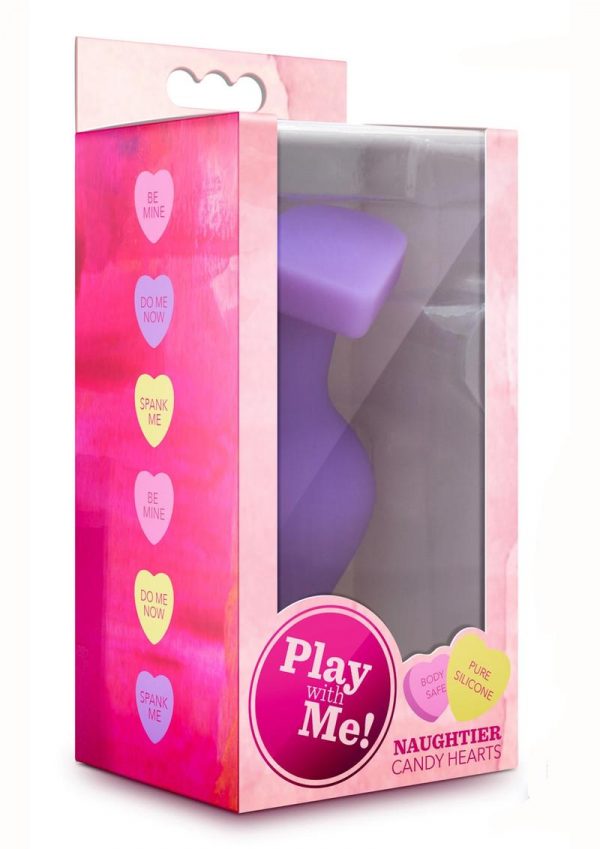 Play With Me Naughtier Candy Hearts Fuck Me Anal Plug Silicone - Purple